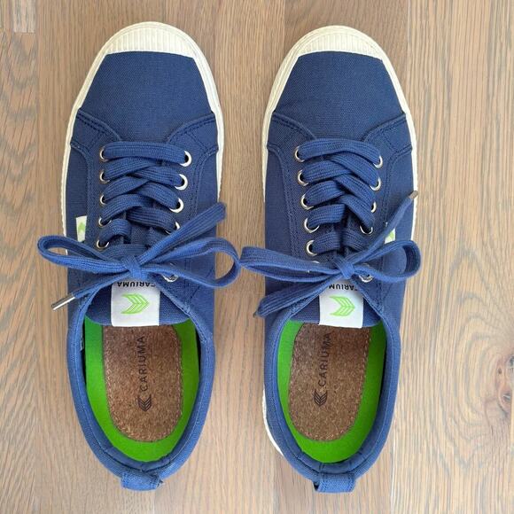 Cariuma Oca Low Shadow Sneakers Blue Canvas Organic Cotton Mens 9 Womens 10.5 - Picture 5 of 11